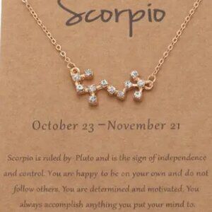 Scorpio Zodiac Pendant Necklace Gold Plated Stainless Steel - Gold